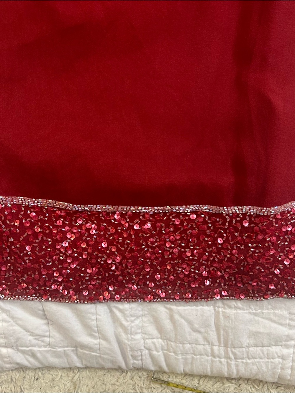 Vintage Newport News Red Silk Beaded Trim Dress Size 8 Holiday Cocktail Y2K - Picture 6 of 8
